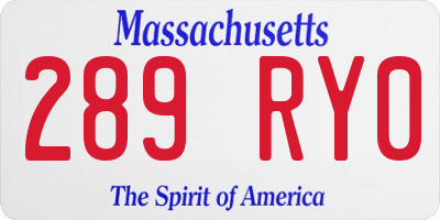 MA license plate 289RY0