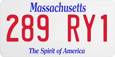 MA license plate 289RY1