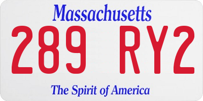 MA license plate 289RY2