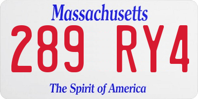 MA license plate 289RY4