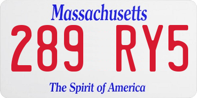 MA license plate 289RY5