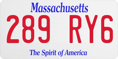 MA license plate 289RY6