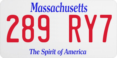 MA license plate 289RY7