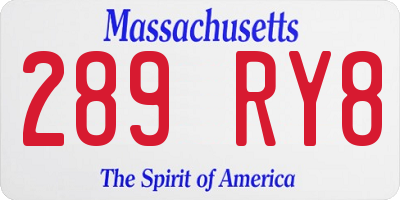 MA license plate 289RY8