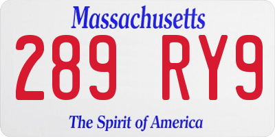MA license plate 289RY9