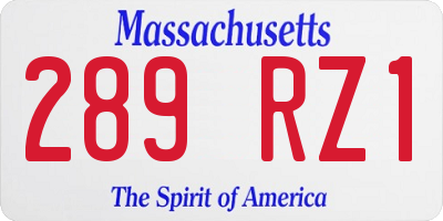 MA license plate 289RZ1