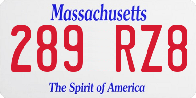 MA license plate 289RZ8