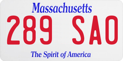 MA license plate 289SA0