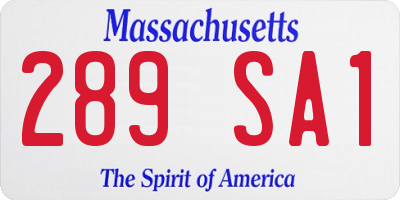 MA license plate 289SA1