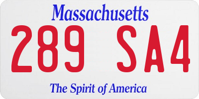 MA license plate 289SA4