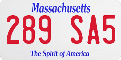 MA license plate 289SA5