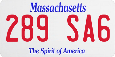 MA license plate 289SA6