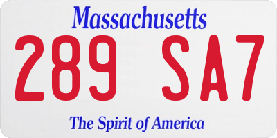 MA license plate 289SA7