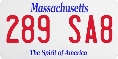 MA license plate 289SA8