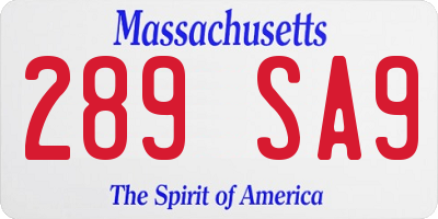 MA license plate 289SA9