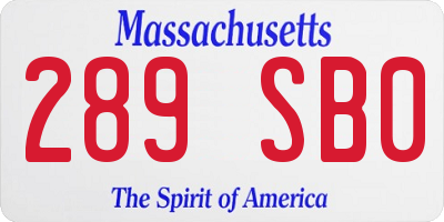 MA license plate 289SB0