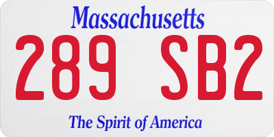 MA license plate 289SB2