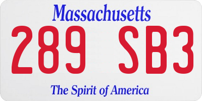 MA license plate 289SB3