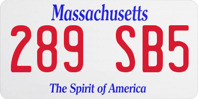 MA license plate 289SB5