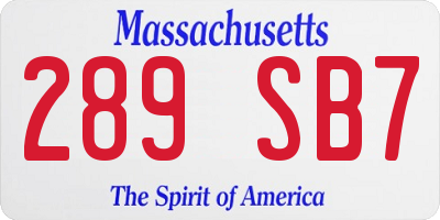 MA license plate 289SB7
