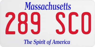 MA license plate 289SC0