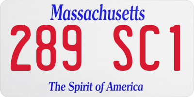 MA license plate 289SC1