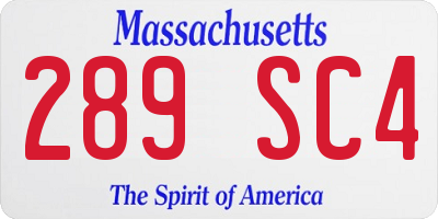 MA license plate 289SC4