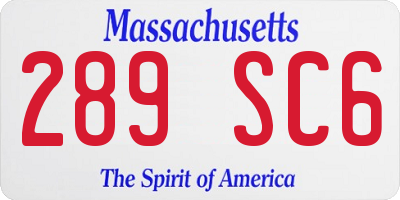 MA license plate 289SC6