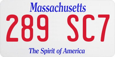 MA license plate 289SC7