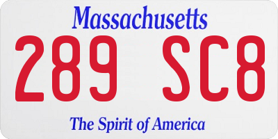 MA license plate 289SC8