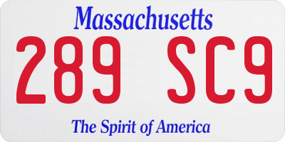 MA license plate 289SC9