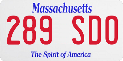 MA license plate 289SD0