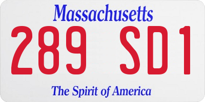 MA license plate 289SD1