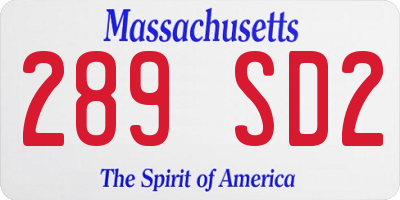 MA license plate 289SD2