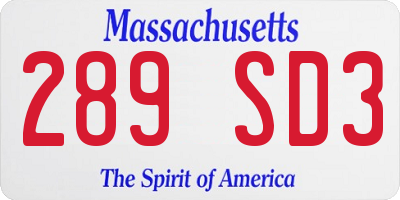 MA license plate 289SD3