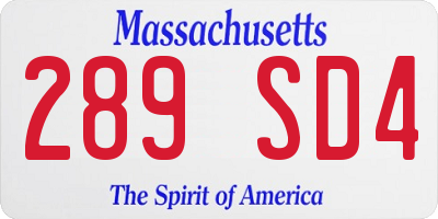 MA license plate 289SD4