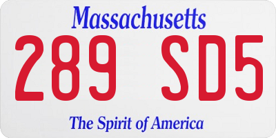 MA license plate 289SD5