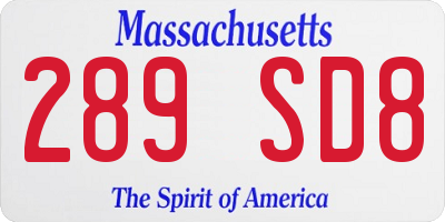 MA license plate 289SD8
