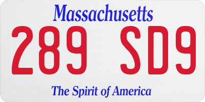 MA license plate 289SD9