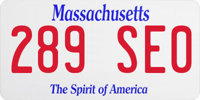 MA license plate 289SE0