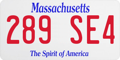 MA license plate 289SE4