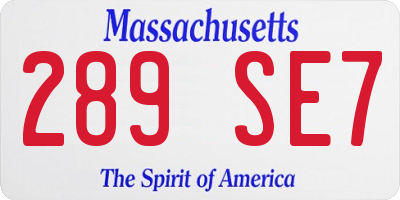 MA license plate 289SE7