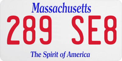 MA license plate 289SE8
