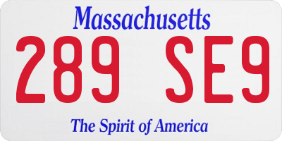 MA license plate 289SE9