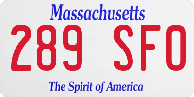 MA license plate 289SF0