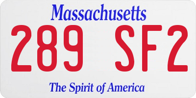 MA license plate 289SF2