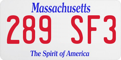 MA license plate 289SF3