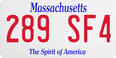 MA license plate 289SF4