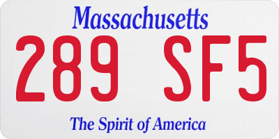 MA license plate 289SF5