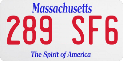 MA license plate 289SF6
